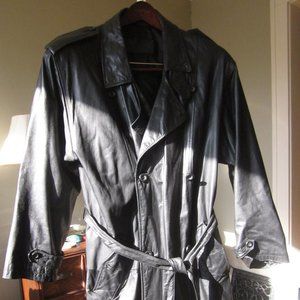 Men's black Leather Coat Sz L